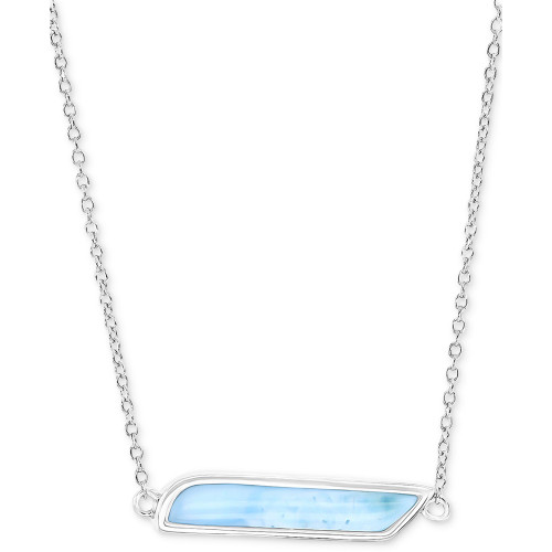 Larimar Parallelogram Bar 18" Pendant Necklace (4 ct. t.w.) in Sterling Silver
