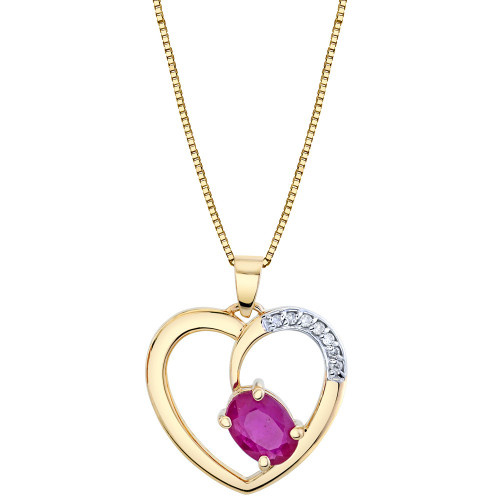 Ruby (1 ct. t.w.) & Diamond Accent Heart 18" Pendant Necklace in 14k Gold