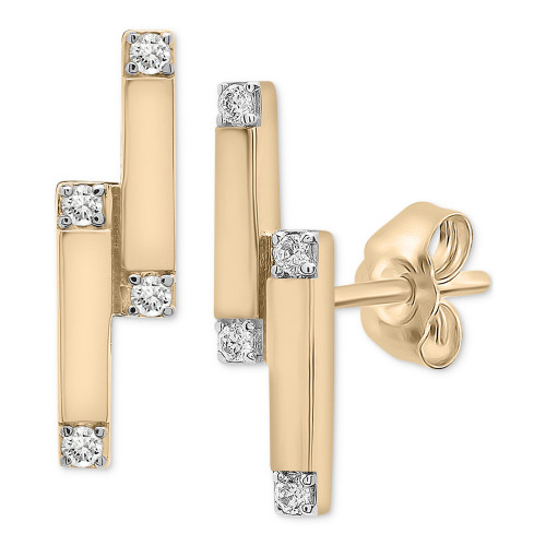 Diamond Double Bar Stud Earrings (1/10 ct. t.w.) in 14k Gold-Plated Sterling Silver, Created for Macy's