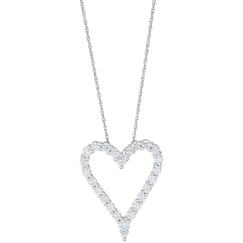 Lab Grown Diamond Heart Pendant Necklace (2 ct. t.w.) in 14k White Gold, 16" + 2" extender