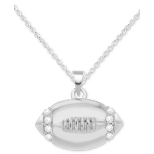Diamond Football 18" Pendant Necklace (1/10 ct. t.w.) in Sterling Silver