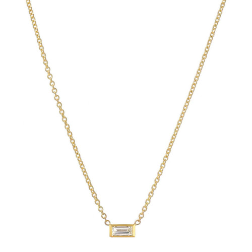 Diamond Baguette Pendant Necklace (1/10 ct. t.w.) in 14k Gold, 16" + 2" extender