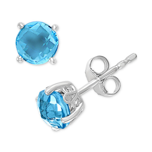 EFFY® Blue Topaz Stud Earrings (2-1/3 ct. t.w.) in 14k White Gold