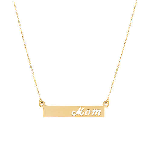 Mom Bar 17" Pendant Necklace in 10k Gold