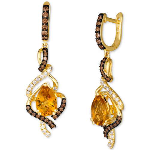 Cinnamon Citrine (2 ct. t.w.) & Diamond (3/4 ct. t.w.) Drop Earrings in 14k Gold