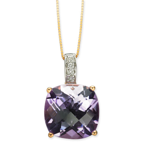 Pink Amethyst (6-1/10 ct. t.w.) & Diamond (1/20 ct. t.w.) 18" Pendant Necklace in 14k Rose Gold