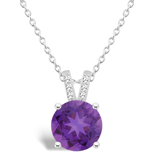 Women's Amethyst (1-3/4 ct.t.w.) and Diamond Accent Pendant Necklace in Sterling Silver