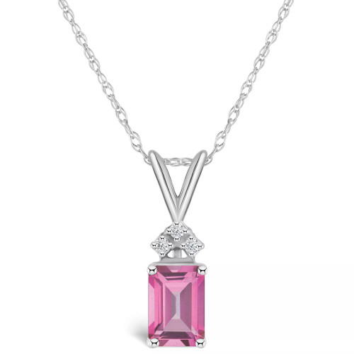 Pink Topaz (1-1/3 ct. t.w.) and Diamond Accent Pendant Necklace in 14K Yellow Gold or 14K White Gold