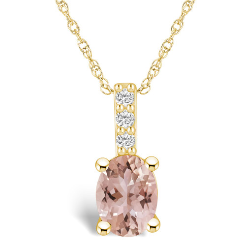 Morganite (1-1/7 Ct. T.W.) and Diamond Accent Pendant Necklace in 14K Yellow Gold