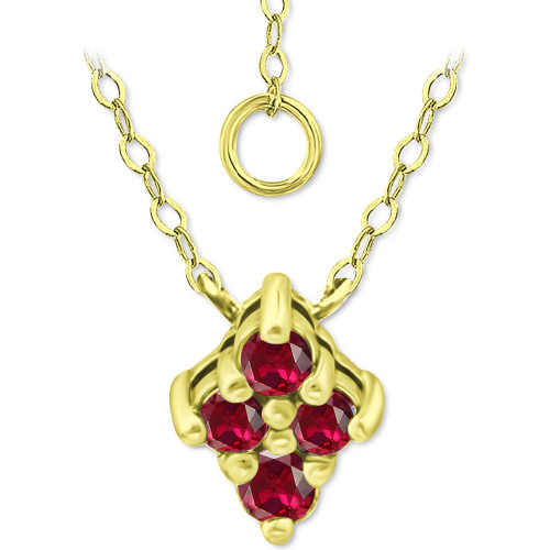 Lab-Created Ruby Cluster Pendant Necklace, 16" + 2" extender, Created for Macy's