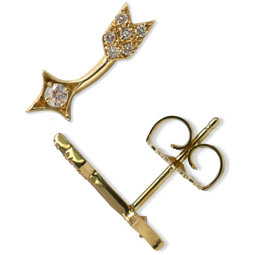 White Topaz (1/5 ct. t.w.) & Diamond (1/20 ct. t.w.) Arrow Ear Climbers in 14k Gold