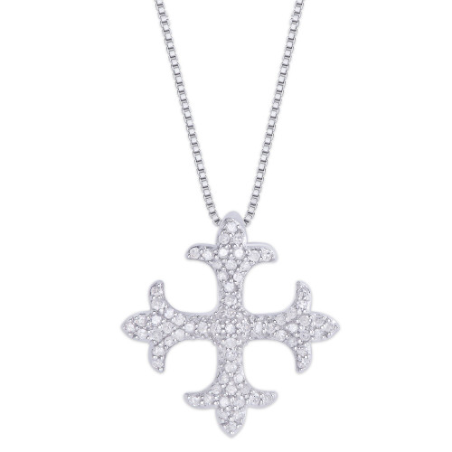 Diamond 1/3 ct. t.w. Maltese Cross Pendant Necklace in Sterling Silver