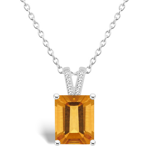 Women's Citrine (3-1/6 ct.t.w.) and Diamond Accent Pendant Necklace in Sterling Silver