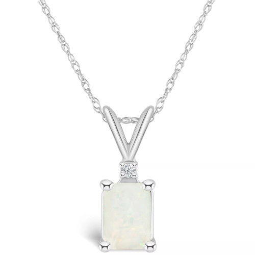 Opal (1/2 ct. t.w.) and Diamond Accent Pendant Necklace in 14K Yellow Gold or 14K Gold