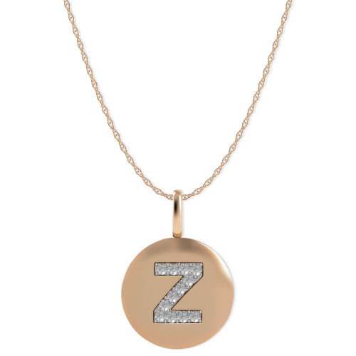 14k Rose Gold Necklace, Diamond Accent Letter Z Disk Pendant