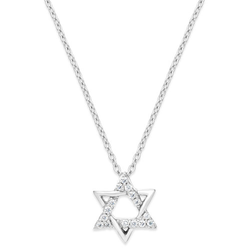 Diamond Star of David Pendant Necklace in Sterling Silver (1/10 ct. t.w.)
