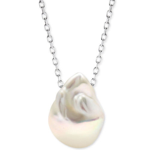 Cultured Freshwater Baroque Pearl (13-15mm) 18" Pendant Necklace in Sterling Silver
