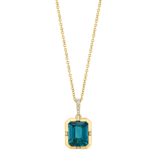 EFFY® London Blue Topaz (4-1/2 ct. t.w.) & Diamond (1/20 ct. t.w.) 18" Pendant Necklace in 14k Gold