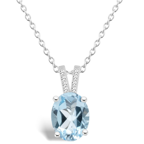 Women's Sky Blue Topaz (3-3/5 ct.t.w.) and Diamond Accent Pendant Necklace in Sterling Silver