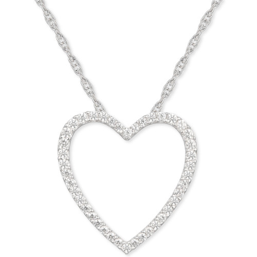 Diamond Heart 18" Pendant Necklace (1/4 ct. t.w.) in Sterling Silver