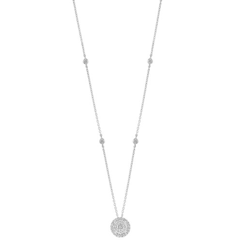 EFFY® HEMATIAN Diamond Multi-Cut Halo Cluster 16" Pendant Necklace (3/4 ct. t.w.) in 18k White Gold