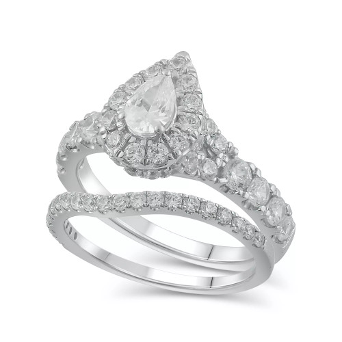 Diamond Pear-Cut Halo Bridal Set (2. ct. t.w.) in 14K White, Yellow or Rose Gold
