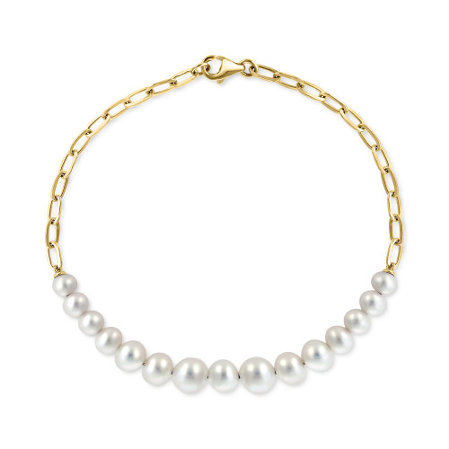 EFFY® Cultured Freshwater Pearl (5-7mm) Chain Link Bracelet in 14k Gold