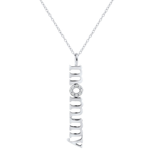 Diamond "Mommy" Pendant Necklace (1/10 ct. t.w.) in Sterling Silver