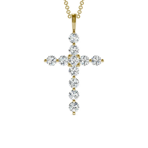 Moissanite Cross Pendant 1-1/10 ct. t.w. Diamond Equivalent in 14k White or Yellow Gold