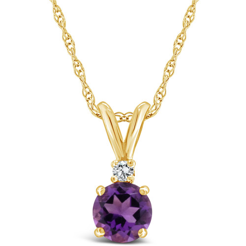 Amethyst (3/4 ct.t.w) and Diamond Accent Pendant Necklace in 14K Yellow Gold