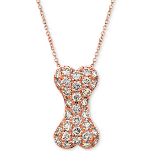 Nude Diamond Dog Bone 20" Pendant Necklace (1 ct. t.w.) in 14k Rose Gold