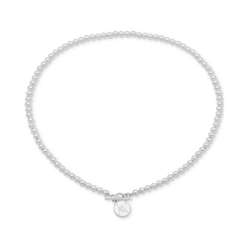 Padlock Clasp Beaded 17" Statement Necklace in Sterling Silver