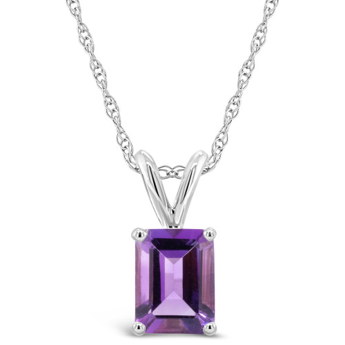 Amethyst (1-5/8 ct.t.w) Pendant Necklace in 14K White Gold