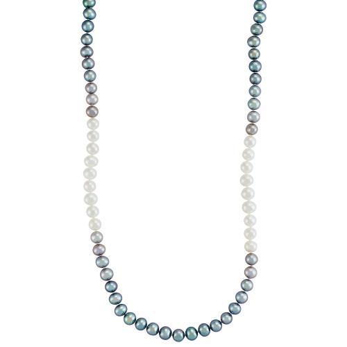 Gray & White Ombré Potato Cultured Freshwater Pearl (7-8mm) 36" Strand Necklace