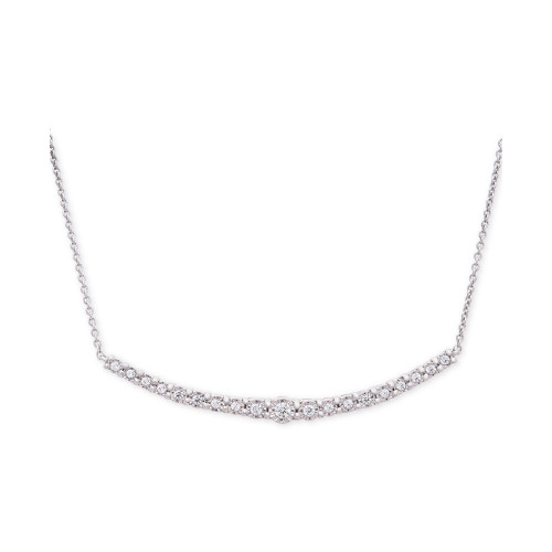 Diamond Curved 19" Statement Necklace (1/4 ct. t.w.) in Sterling Silver