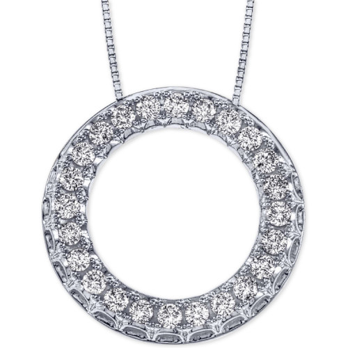 Diamond Circle 19" Pendant Necklace (1/2 ct. t.w.) in 14k White Gold
