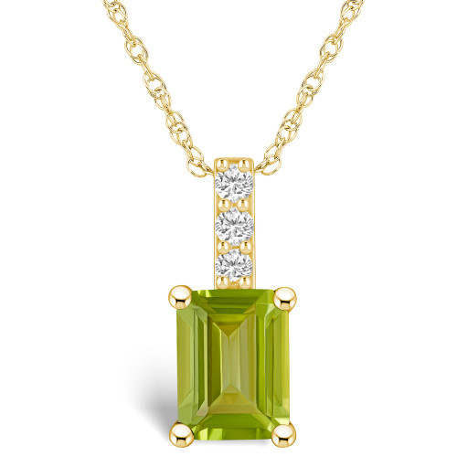 Peridot (1-3/4 Ct. T.W.) and Diamond Accent Pendant Necklace in 14K Yellow Gold