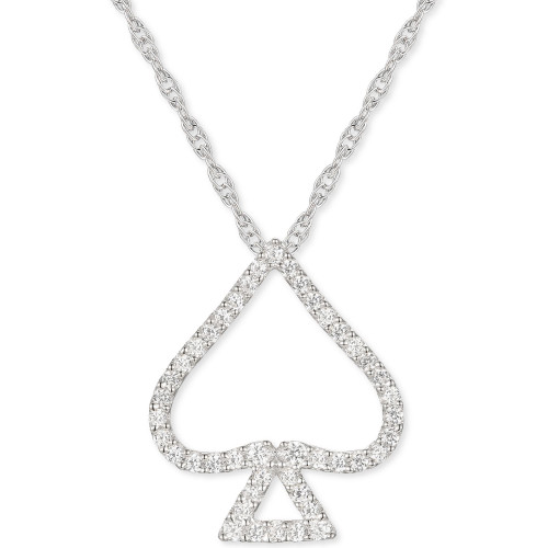 Diamond Spade 18" Open Pendant Necklace (1/4 ct. t.w.) in Sterling Silver
