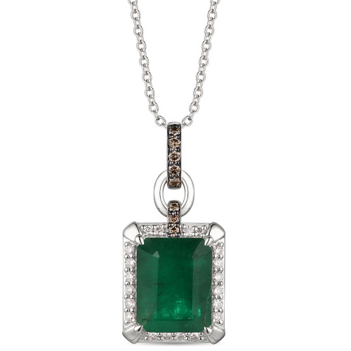 Emerald (2-5/8 ct. t.w.) & Diamond (1/4 ct. t.w.) Adjustable Pendant Necklace in 14k White Gold