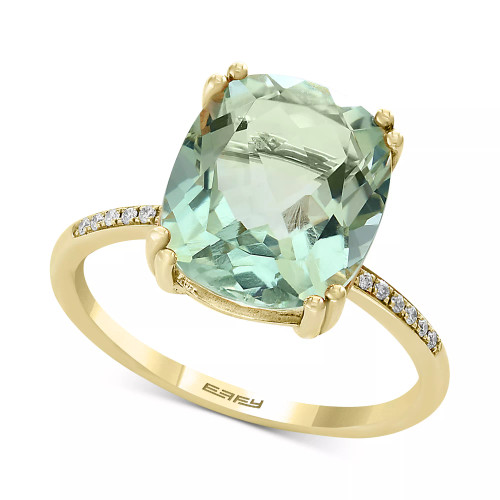 EFFY® Green Quartz (4 1/3 ct. t.w.) & Diamond Accent Ring in 14k Yellow Gold (Also available in Smoky Quartz, Citrine and Pink Amethyst)