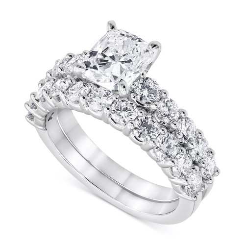 Certified Lab Grown Diamond Cushion Bridal Set (3-3/8 ct. t.w.) in 14k Gold