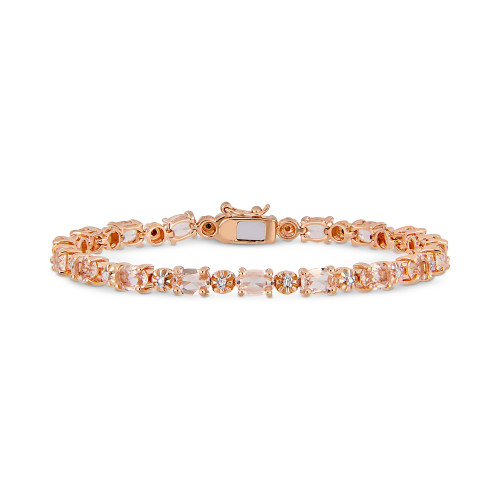 Simulated Morganite (9 ct. t.w.) & Diamond Accent Link Bracelet in 18k Rose Gold-Plated Sterling Silver