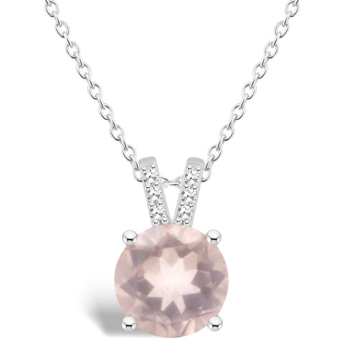 Women's Rose Quartz (1-3/4 ct.t.w.) and Diamond Accent Pendant Necklace in Sterling Silver