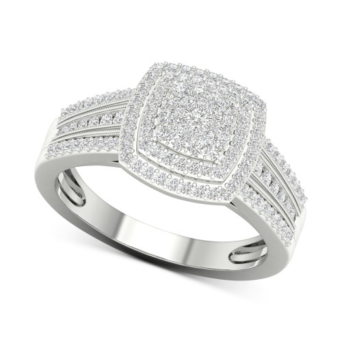 Diamond Cluster Ring (1/2 ct. t.w.) in Sterling Silver