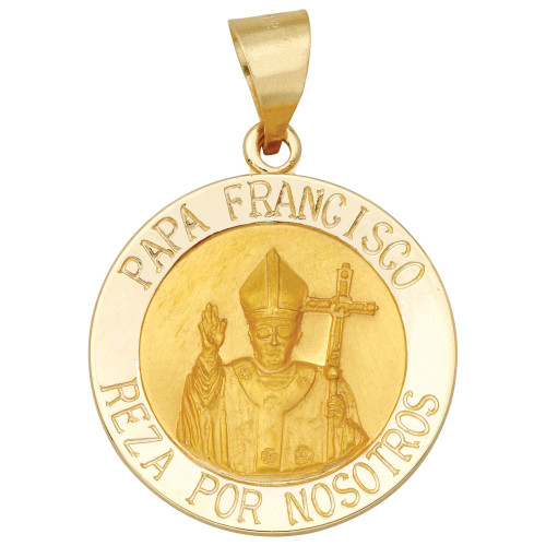 Papa Francisco Medal Pendant in 14k Yellow Gold