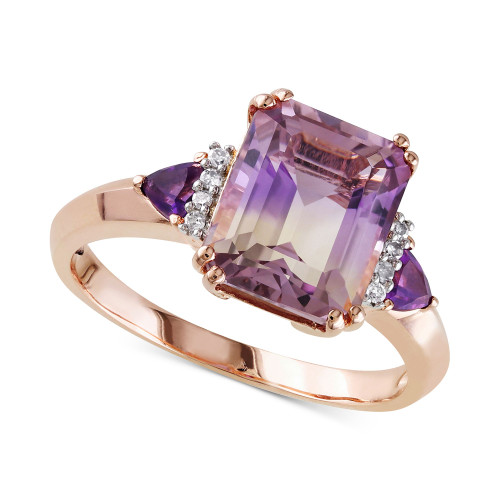 Ametrine (3-1/4 ct. t.w.), Amethyst (1/5 ct. t.w.) & Diamond (1/20 ct. t.w.) Statement Ring in Rose Gold-Plated Sterling Silver