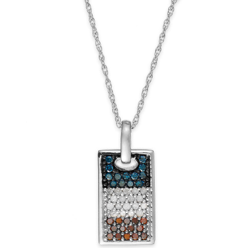 Diamond Flag Dog Tag Pendant Necklace in Sterling Silver (1/2 ct. t.w.)