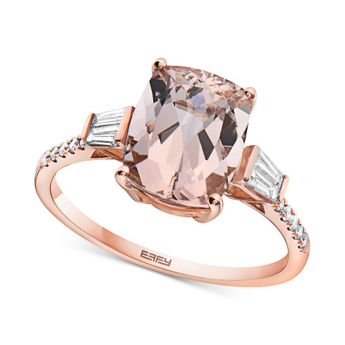 EFFY® Morganite (3-1/6 ct. t.w.) & Diamond (1/4 ct. t.w.) Ring in 14k Rose Gold