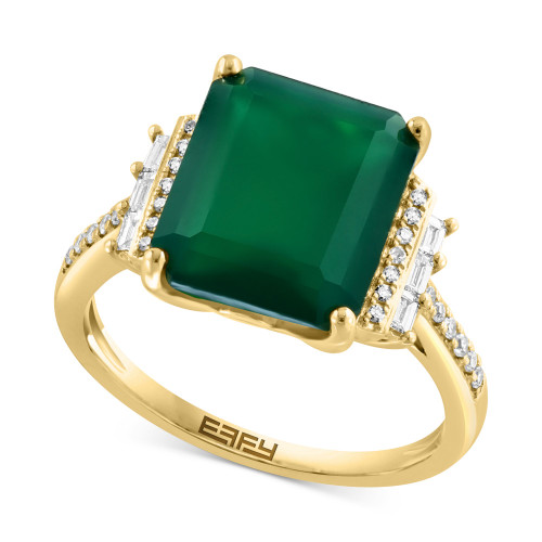 EFFY® Green Onyx & Diamond (1/5 ct. t.w.) Ring in 14k Gold