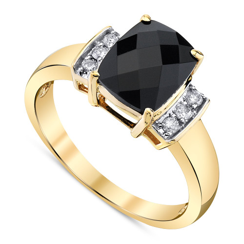 Onyx & Diamond (1/8 ct. t.w.) Statement Ring in 14k Gold